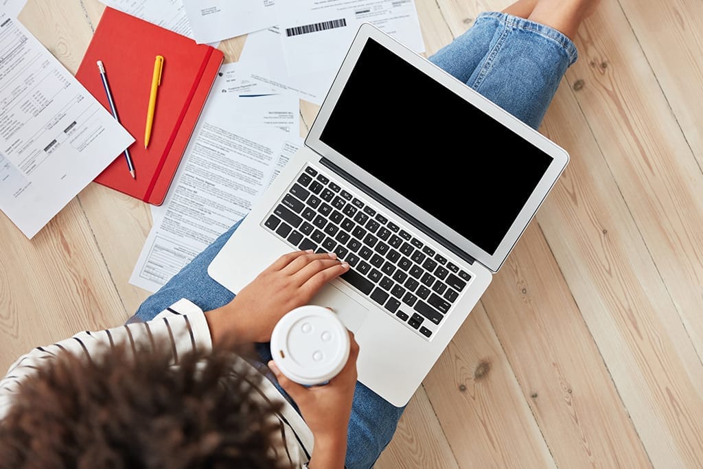 Student on computer