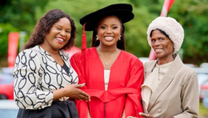 Dr Silindile Gumede (centre) with her sister, Ms Nana Gumede (left), and her mother, Ms Simangele Khanyile.