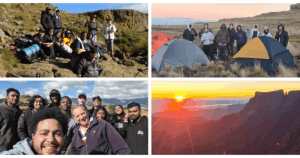 UKZN Architecture students on top of the Drakensberg.